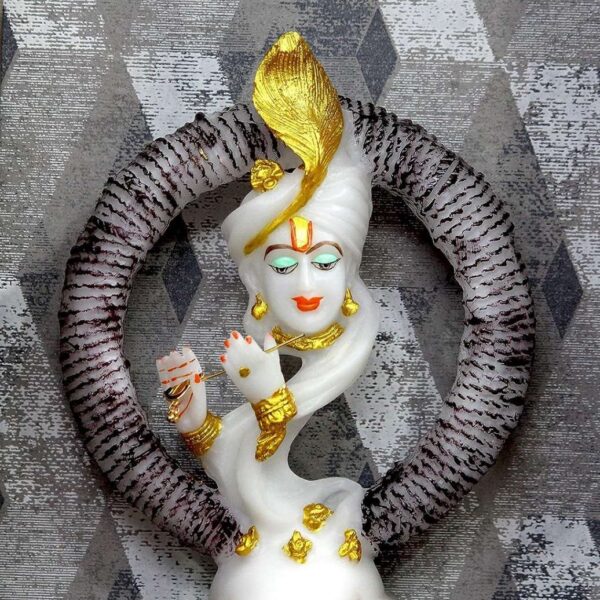 Antique Look Marble Dust Lord Krishna Playing Basuri