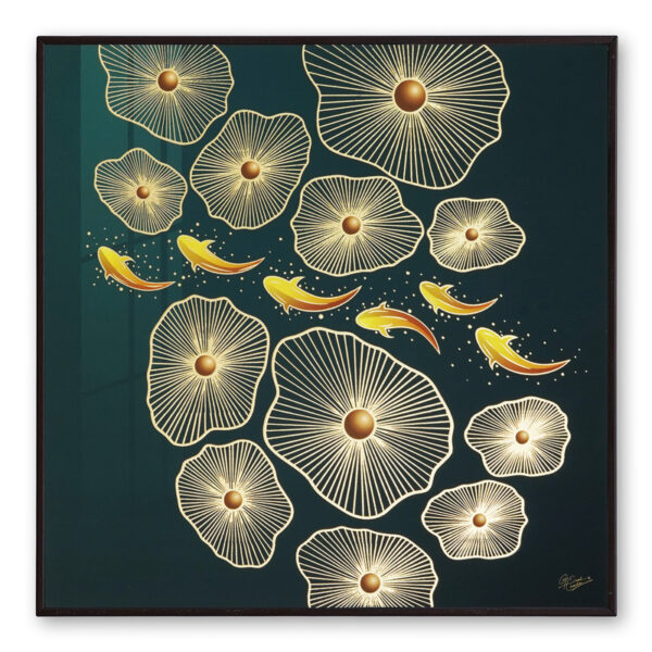 Golden Embossed Wall Painting For Home Decoration , Paintings for Living Room , Modern Art Wall Pinting, For Home Decor (12X12 INCH)