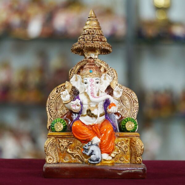Marble  Handmade Ganesh Ji Idol For Home Décor Decorations For Living Room Handcrafted Showpiece For Décor(10 INCHES HEIGHT)