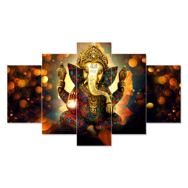 GANESH Set of Five 3D Framed Paintings for Wall Decoration - Ideal for Home, Living Room, and Bedroom (75 x 43 CM)