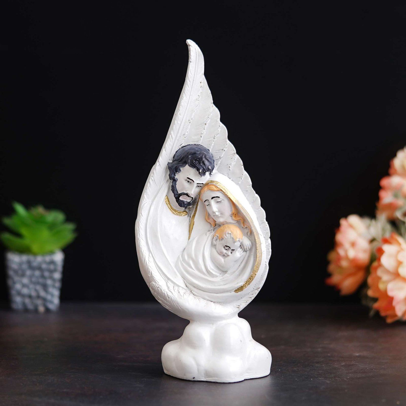 Holy Family Statue Collectible Figurines,Handmade Resin Angel Wings ...