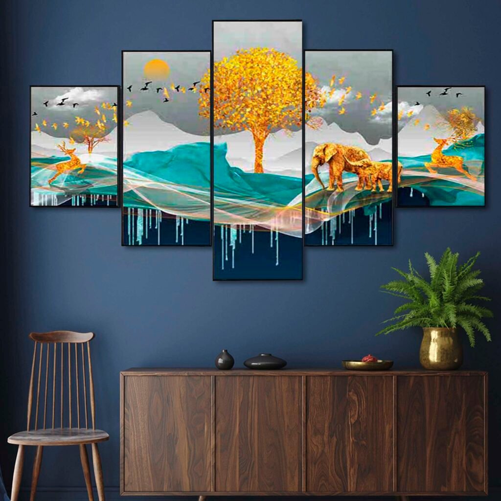 Set Of Five Framed Digital Wall Painting – Saumic Craft Gallery