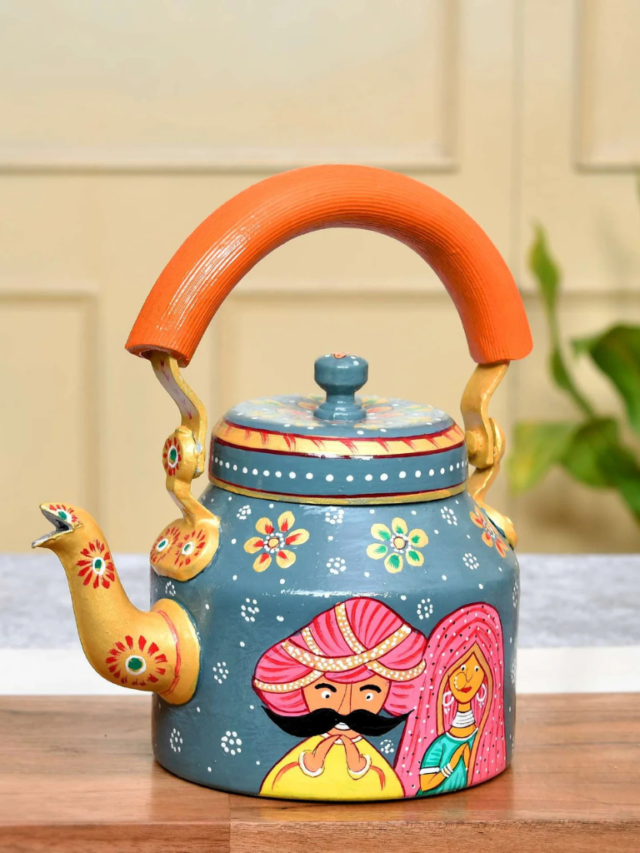Hand-Painted Aluminium Tea Kettle