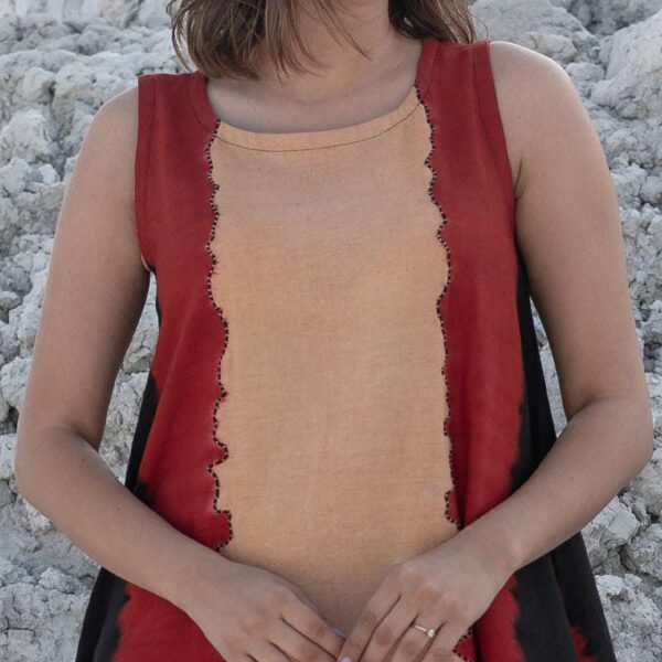 Women's Cotton Tie-Dye Print Loose Short Sleeveless Tunic Dress ( Multi )