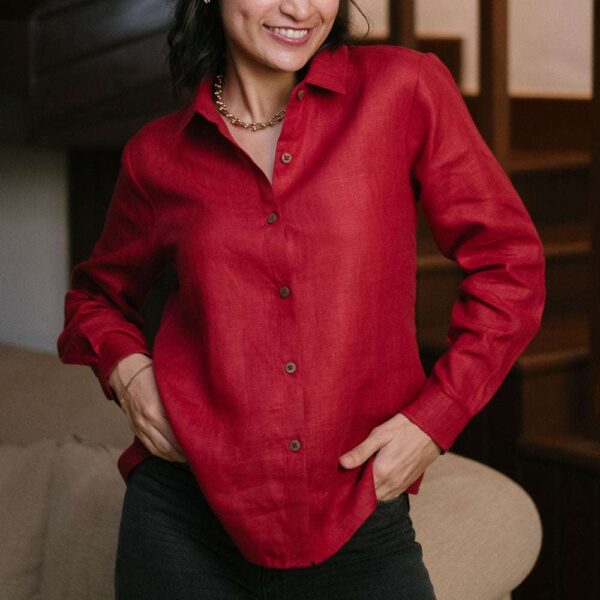 Women's Cotton Solid Pain Straight Shirt With Wide Leg Palazzo Pant Casual Summer Collection Cord Set ( Maroon )