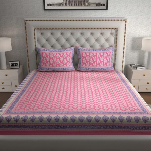 Jaipuri Cotton Printed Double Bedsheet With Two Pillow Covers