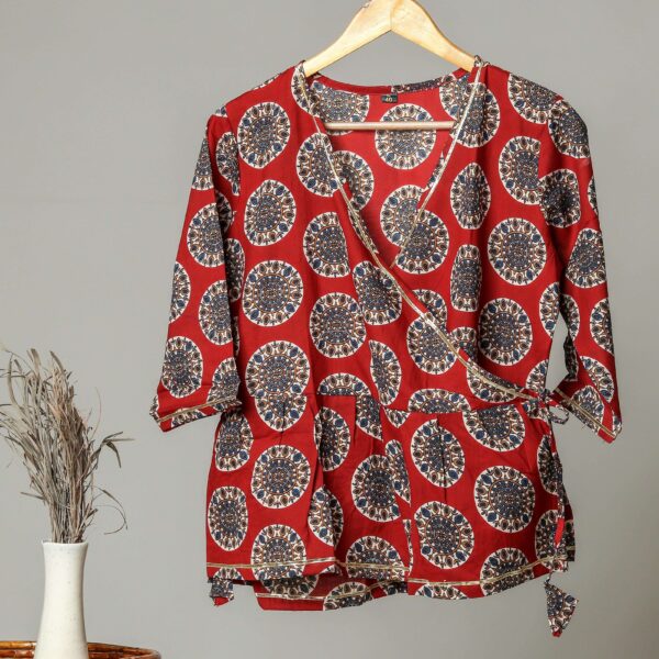 Handmade Block Print Cotton for Women ? Ethnic Floral Printed Top with Long Sleeves