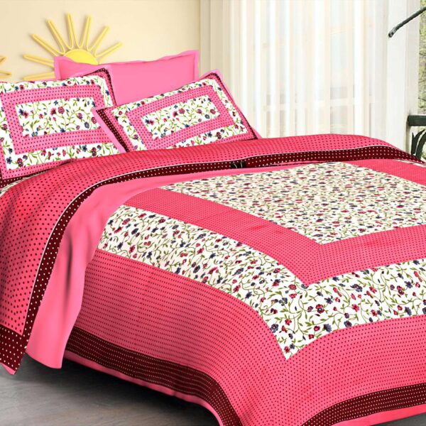 Jaipuri Cotton Printed Double Bedsheet With Two Pillow Covers