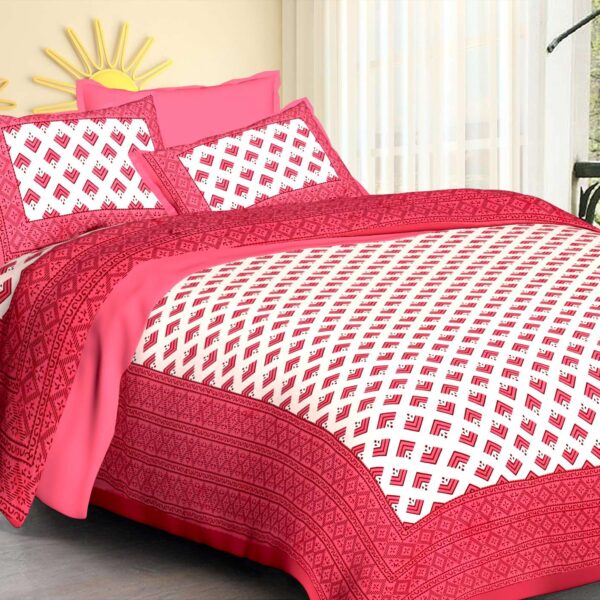 Jaipuri Cotton Printed Double Bedsheet With Two Pillow Covers