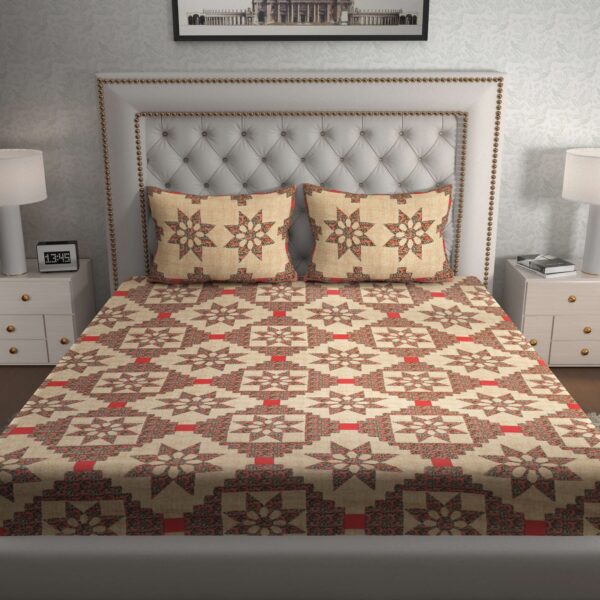 Rajasthani Traditionally Printed Cotton Doublebed Bedsheet With Pack of 2 Pillow Covers