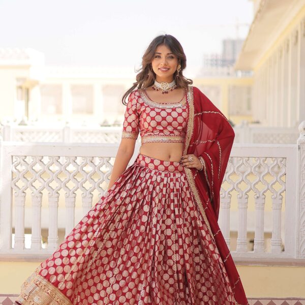 Designer Dyable Viscose Jacquard Lehenga Choli with Sequins Dupatta