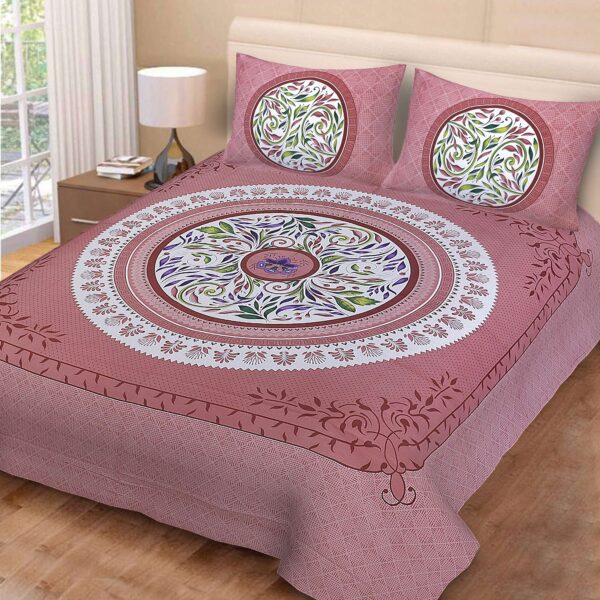 Rajasthani Jaipuri-Stylish Floral Printed Cotton Double Bedsheet With Two Matching Pillow Covers.