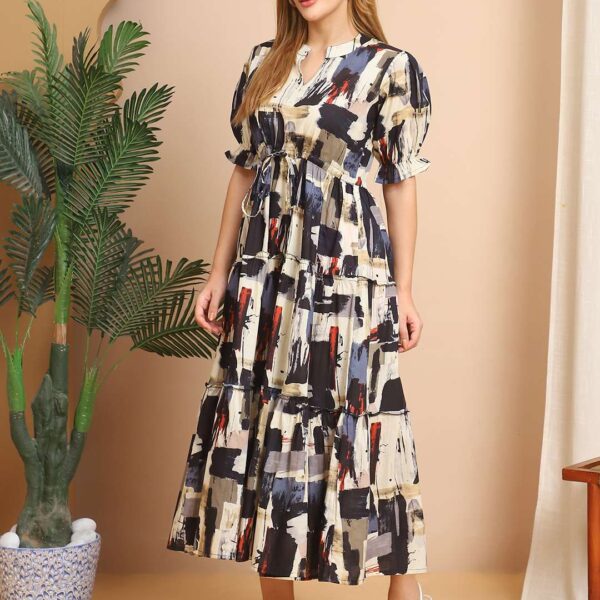 Women's Cotton Printed Fit & Flare Anarkali Gown Midi Dress