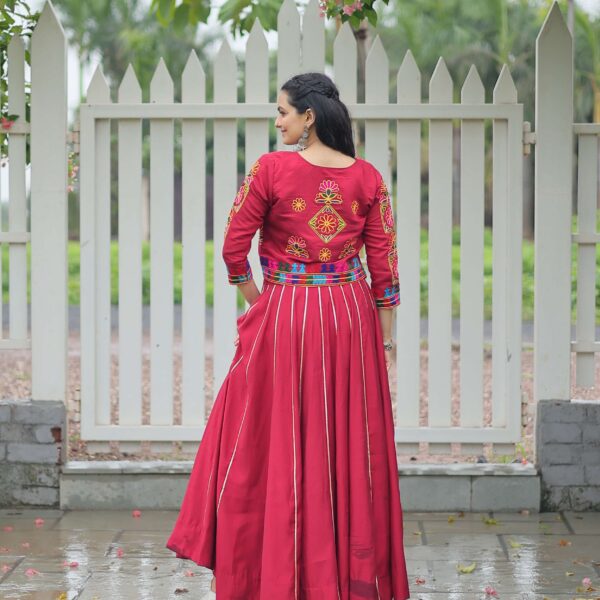 Vibrant Roman Fabric Navratri Lehenga Choli Set with Koti Blouse