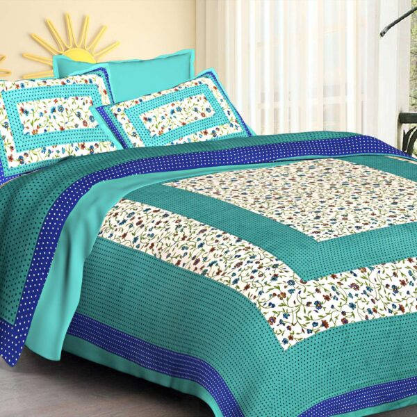 Jaipuri Cotton Printed Double Bedsheet With Two Pillow Covers