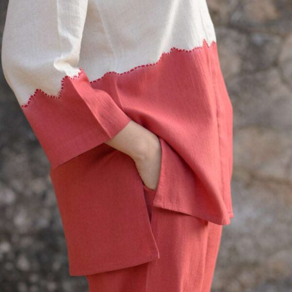 Women's Cotton Tie Dye Print Two-Piece Lounge Set Button-Down Tunic with Palazzo Pants Resort Wear ( Danim Brown )