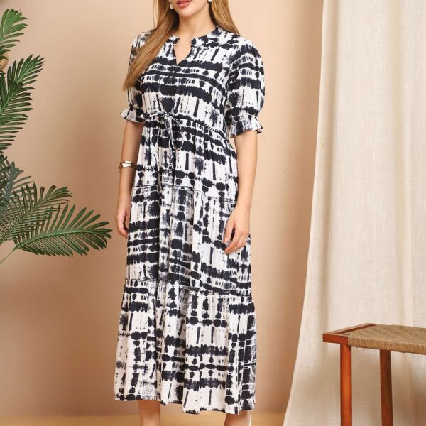 Women's Cotton Printed Fit & Flare Anarkali Gown Midi Dress