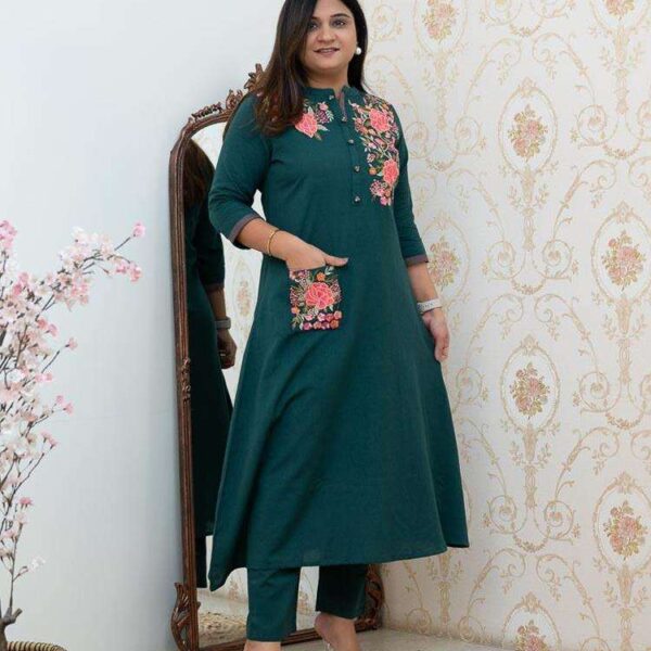 Women's Cotton Printed Straight Kurti With Pant