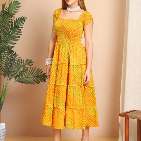 Women's Viscos Rayon Printed Off Shoulder Midi Dress For Summer And Casual Wear