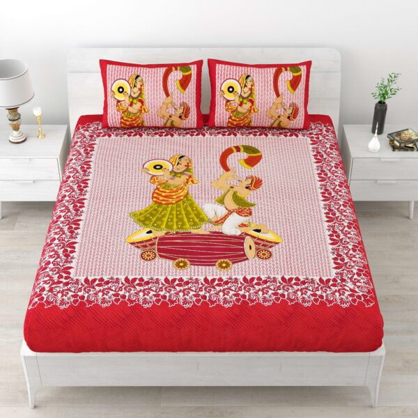 Jaipuri Cotton Printed Double Bedsheet With Two Pillow Covers