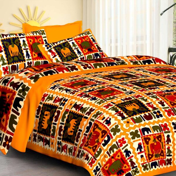 Jaipuri Cotton Printed Double Bedsheet With Two Pillow Covers