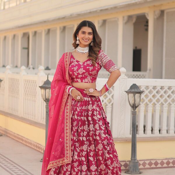Designer Pure Viscose Jacquard Embroidered Lehenga Choli with Dupatta ?