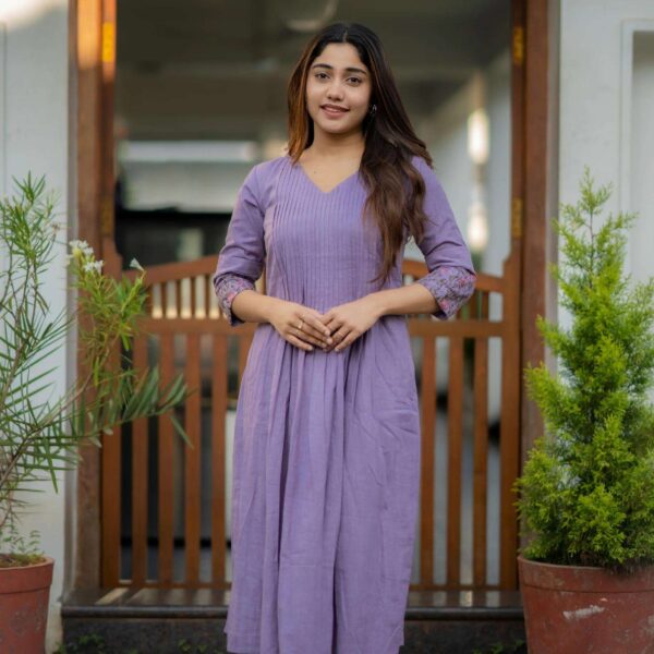 Women's Cotton Floral Printed line Shade Anarkali Gown