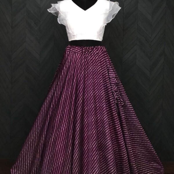 Premium Designer Leheriya Digital Printed Organza Lehenga Choli Set