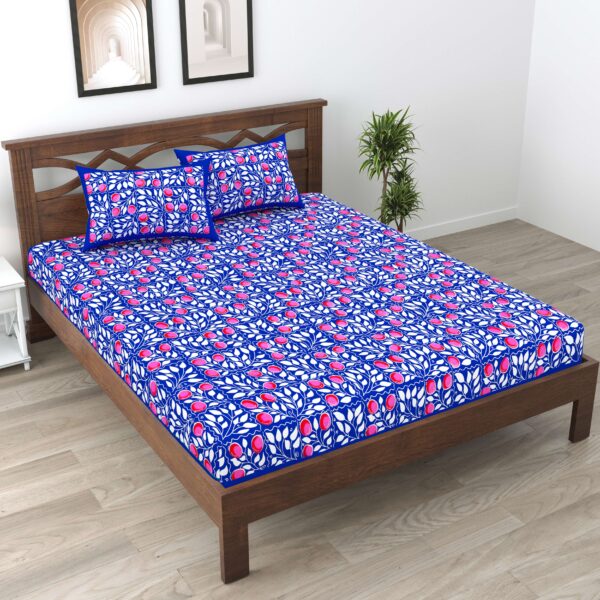Rajasthani Traditionally Printed Cotton Doublebed Bedsheet With Pack of 2 Pillow Covers