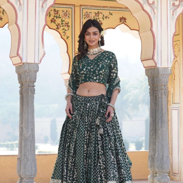 Designer Pure Viscose Jacquard Lehenga Choli with Sequins Dupatta