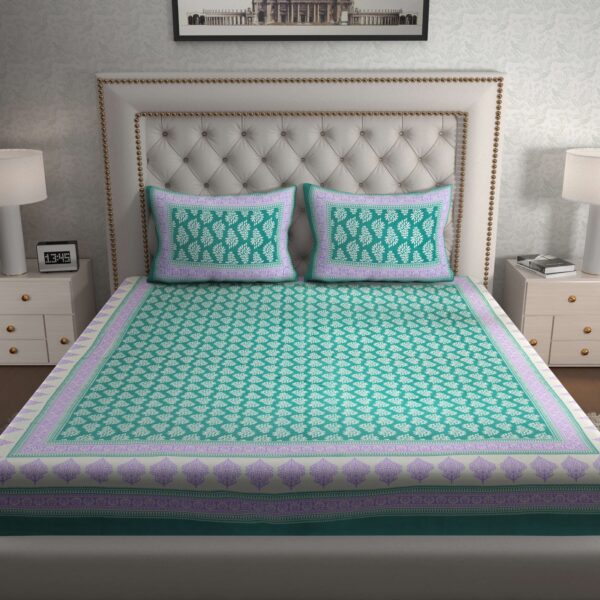 Jaipuri Cotton Printed Double Bedsheet With Two Pillow Covers