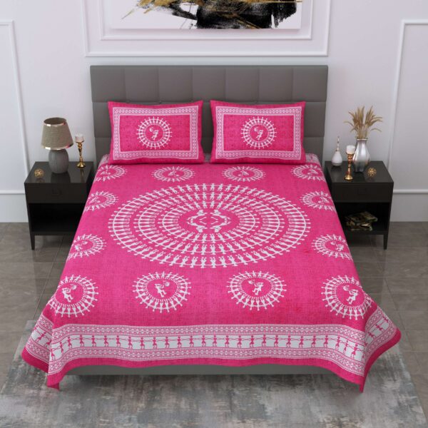 Jaipuri Cotton Printed Double Bedsheet With Two Pillow Covers