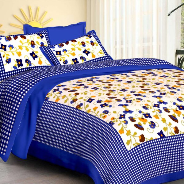 Jaipuri Cotton Printed Double Bedsheet With Two Pillow Covers