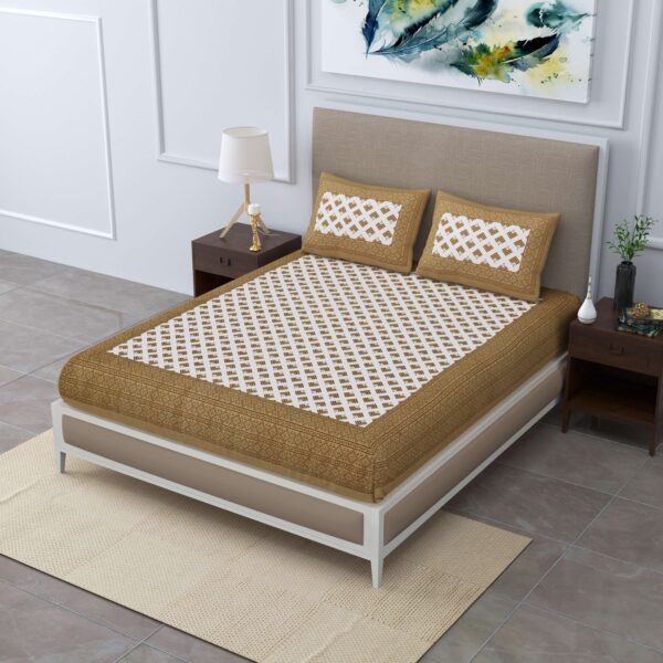 Jaipuri Cotton Printed Double Bedsheet With Two Pillow Covers