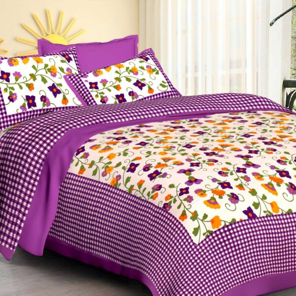 Jaipuri Cotton Printed Double Bedsheet With Two Pillow Covers
