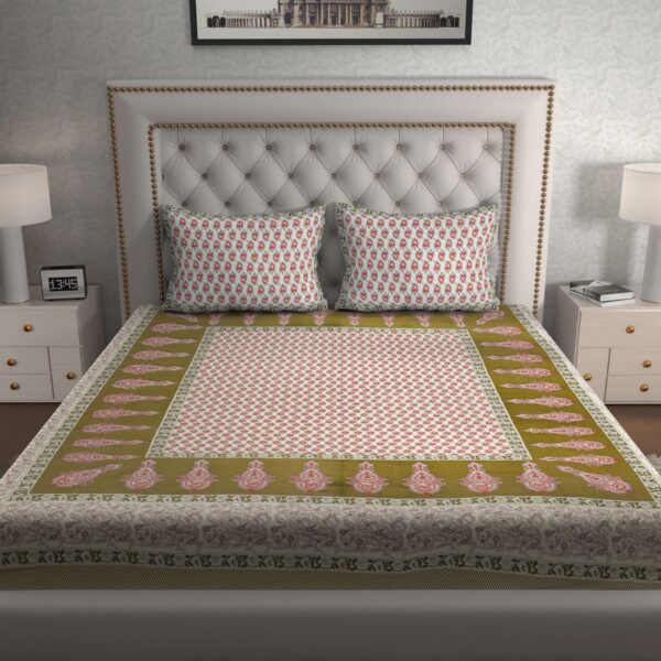 Jaipuri-Stylish Bedsheet Set With A Traditional Ethnic Printed. 