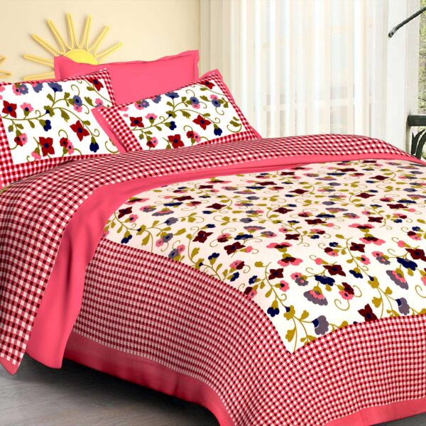 Jaipuri Cotton Printed Double Bedsheet With Two Pillow Covers