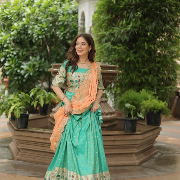 Cosmos Jequard Lehenga Choli with Embroidered Dupatta