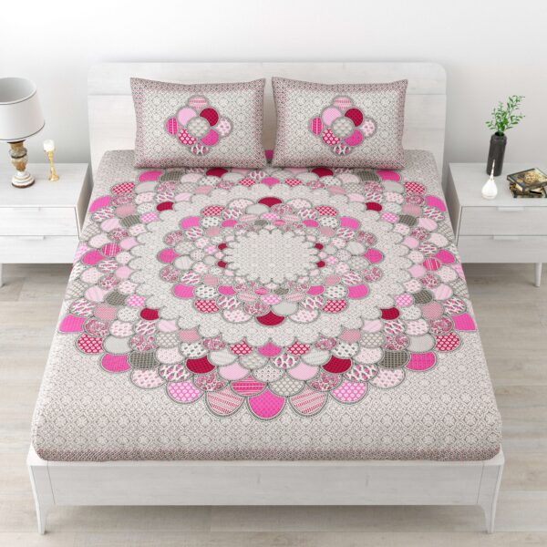 Jaipuri Cotton Printed Double Bedsheet With Two Pillow Covers