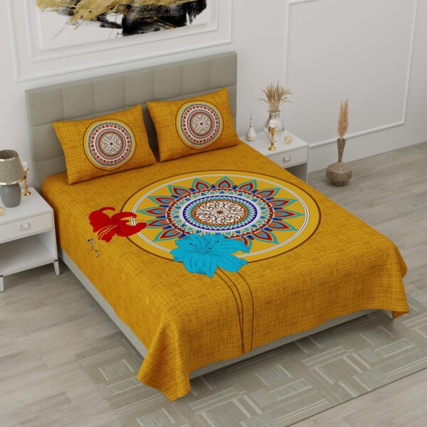 Rajasthani Jaipuri-Stylish Floral Print Double Bedsheet With Two Matching Pillow Covers. 