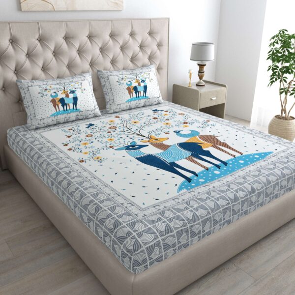 Rajasthani Jaipuri Traditional Double Bed Bedsheet with two pillow covers