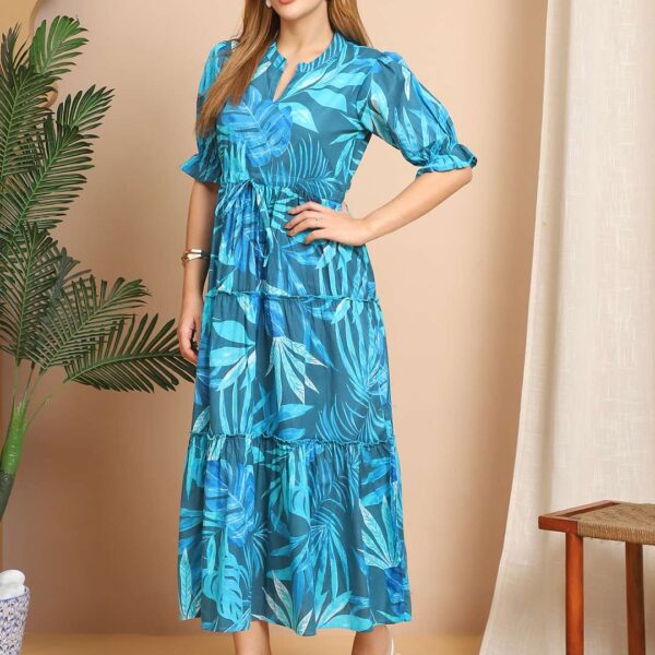 Women's Cotton Printed Fit & Flare Anarkali Gown Midi Dress