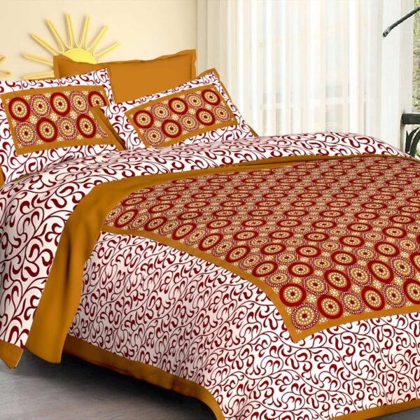 Rajasthani Jaipuri Traditional Double Bed Bedsheet with two pillow covers