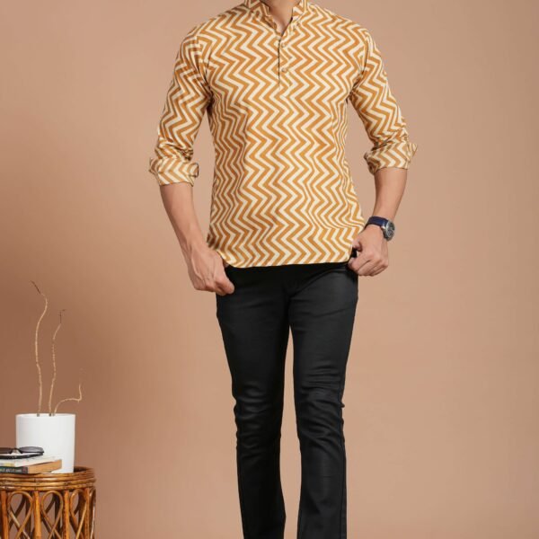 Men's Cotton Zigzag Printed Casual Kurta ? Daily & Festive Wear