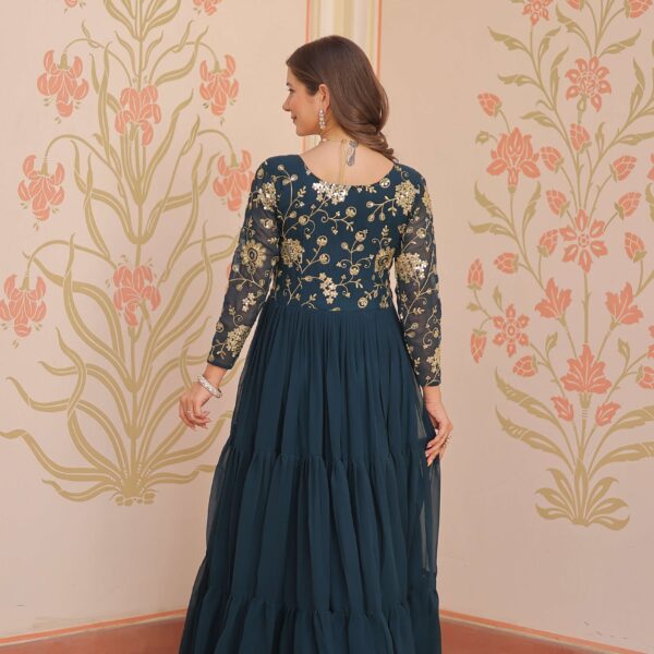 Rama Premium Faux Blooming Sequins & Zari Embroidered Gown ? Partywear