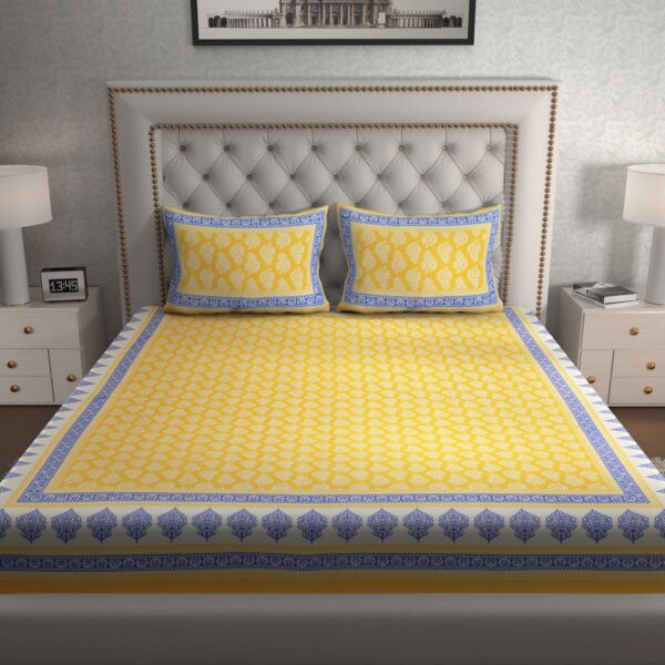 Jaipuri Cotton Printed Double Bedsheet With Two Pillow Covers