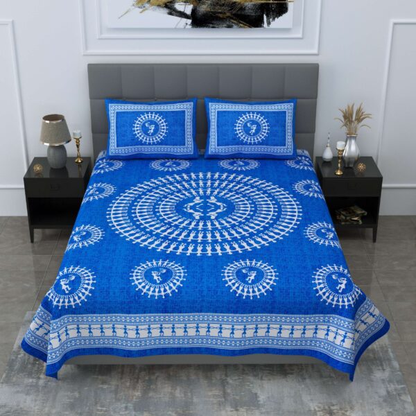 Jaipuri Cotton Printed Double Bedsheet With Two Pillow Covers