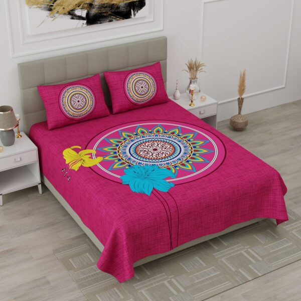 Rajasthani Jaipuri-Stylish Floral Print Double Bedsheet With Two Matching Pillow Covers. 