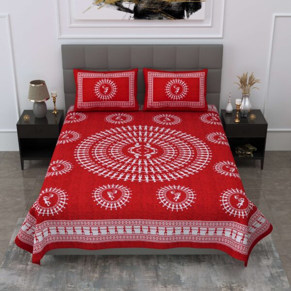 Jaipuri Cotton Printed Double Bedsheet With Two Pillow Covers