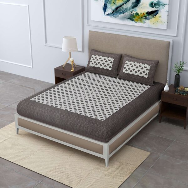 Jaipuri Cotton Printed Double Bedsheet With Two Pillow Covers